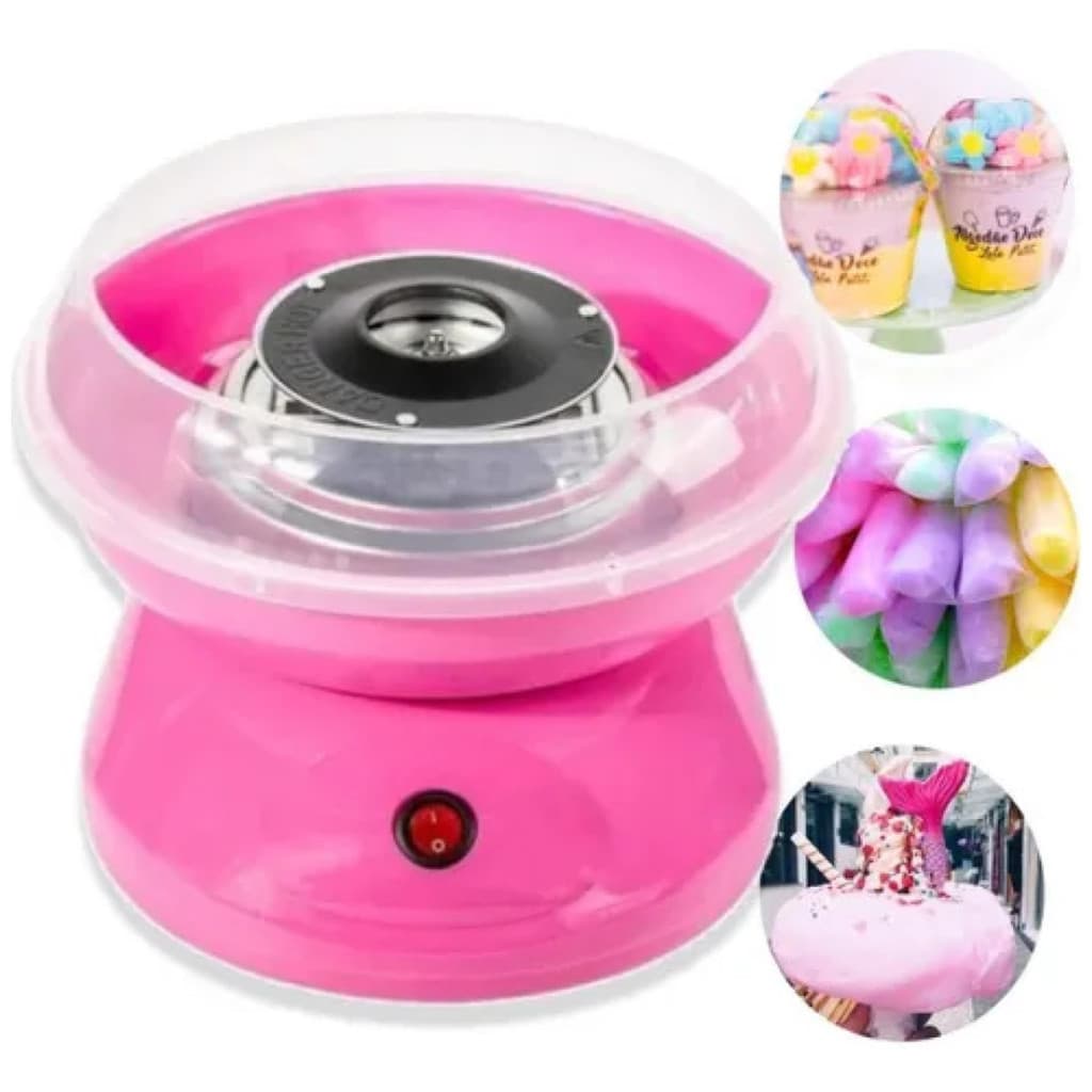 Máquina de Algodão Doce Portátil de Festa Mini Rosa 110V