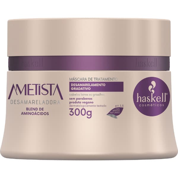 Máscara Matizadora Ametista 300ml Haskell | Hidratação e Matização Gradual para Cabelos Loiros e Grisalhos