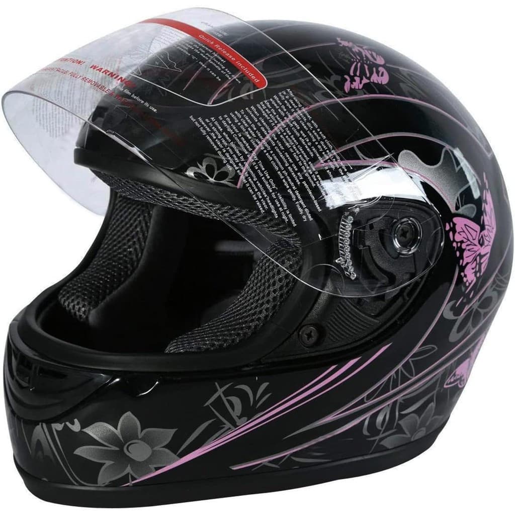 Capacete TCT-MOTORPARTS DOT para Motocicleta Rosa e Preto com Borboleta, Capacete Esportivo de Rua, Capacete Flip Up par