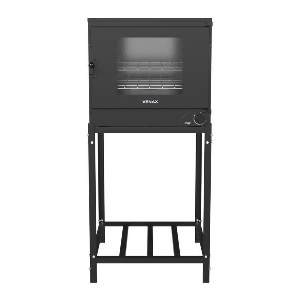 Forno industrial Venax Fi 109 litros com base a gás GLP, preto, com porta de vidro e alça de metal