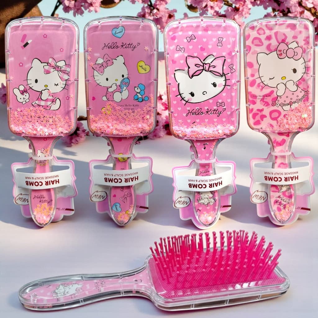 Escova De Cabelo modinha de menina Hello Kitty cores rosa