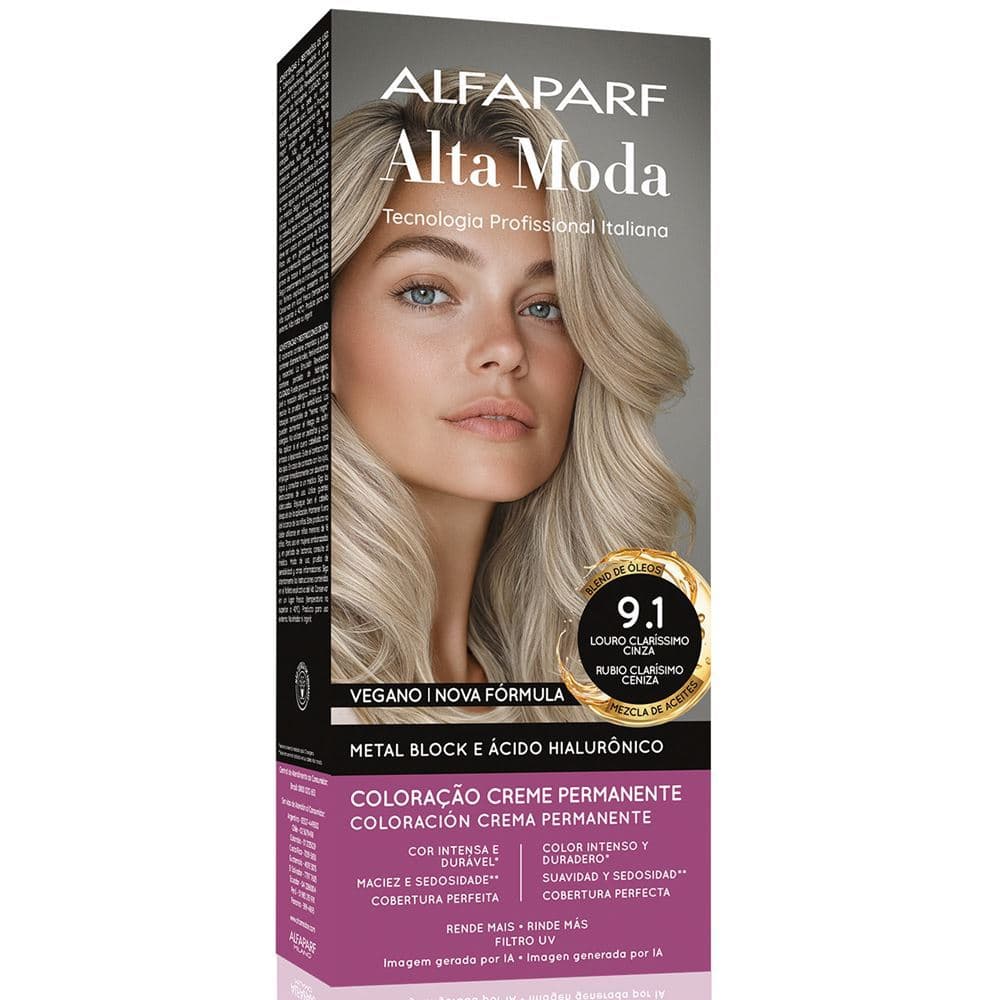 Alta Moda Alfaparf Coloração 9.1 Louro Clarissimo Cinza 150g - 1 a 6 Unidades