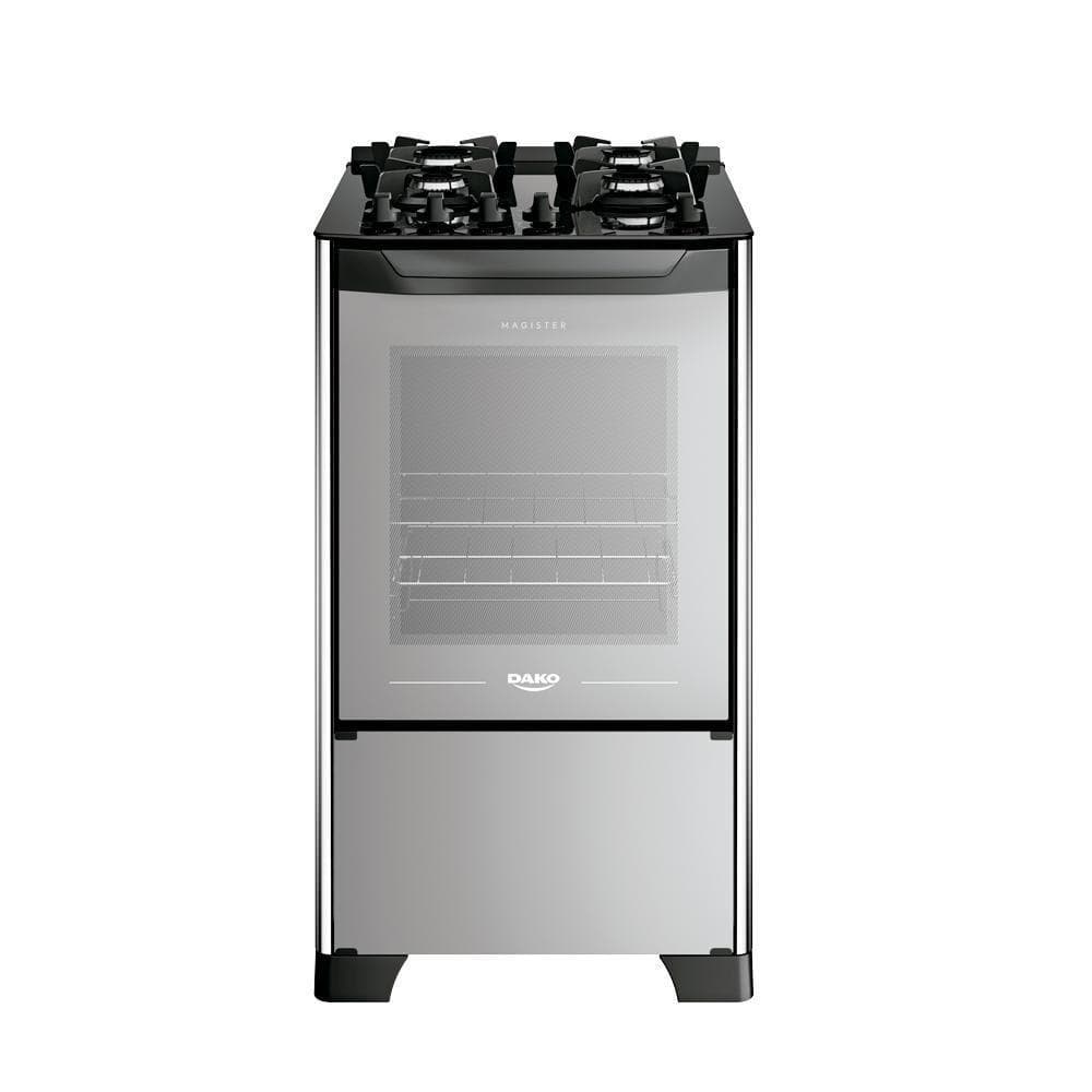 Fogão 4 Bocas Dako Magister Style Com Mesa De Vidro Espelhado Bivolt em aço inoxidável