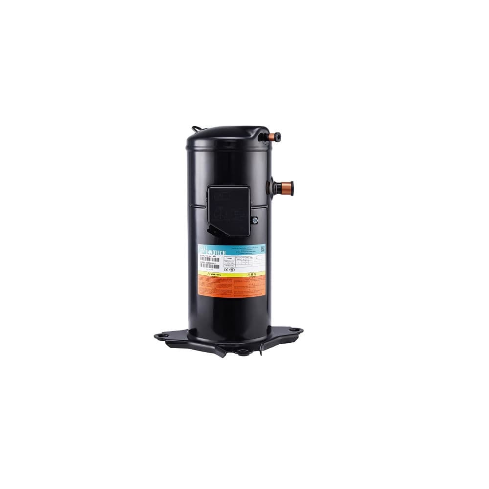 Compressor Scroll Invotech 6TR R410 YH175C7-210 – 220 Volts, preto, contra fundo branco com etiquetas técnicas.