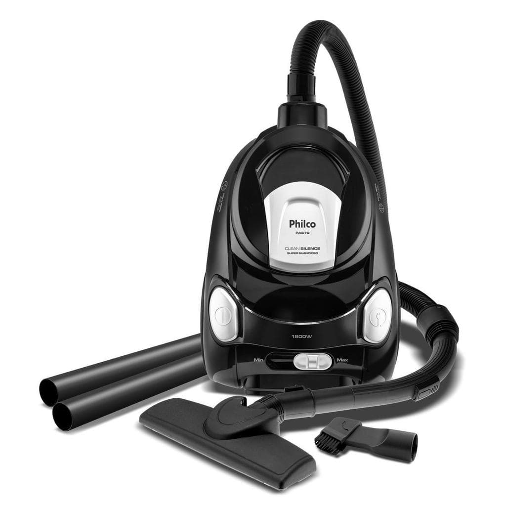 Aspirador de pó Philco 1800W 2,2L Super Silencioso PAS70 em preto e branco