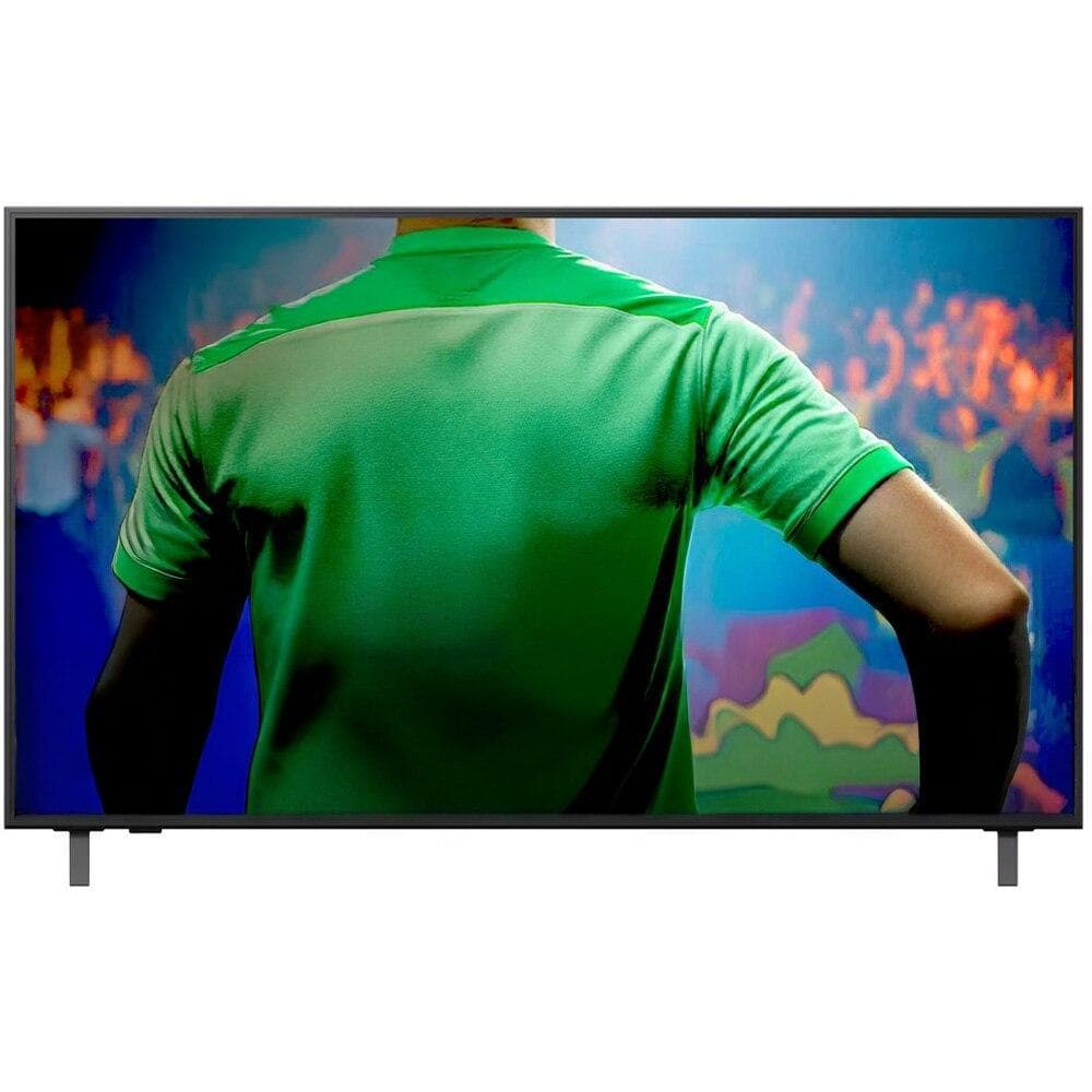 Smart TV LG 60 polegadas UHD AI 4K exibindo cena de jogador de futebol