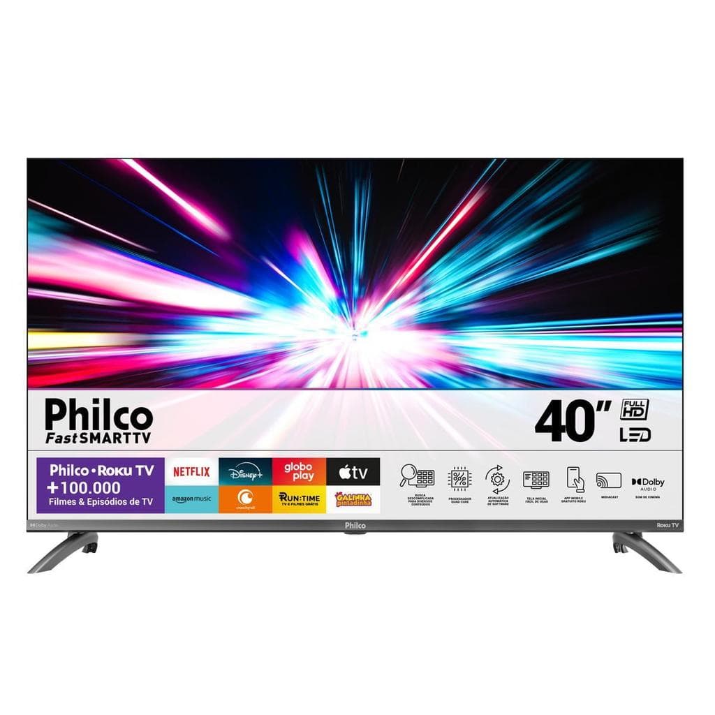 Smart TV 40” Philco LED Roku TV Dolby Audio PTV40M9GR2CGB