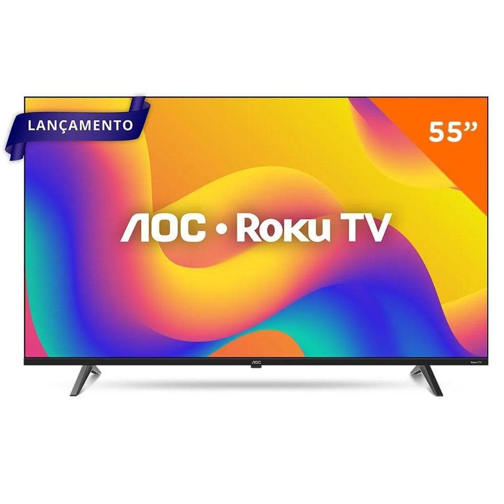 Smart TV 55 Polegadas AOC Roku TV LED 4K - Série 7045, tela colorida, tecnologia 4K, Roku TV