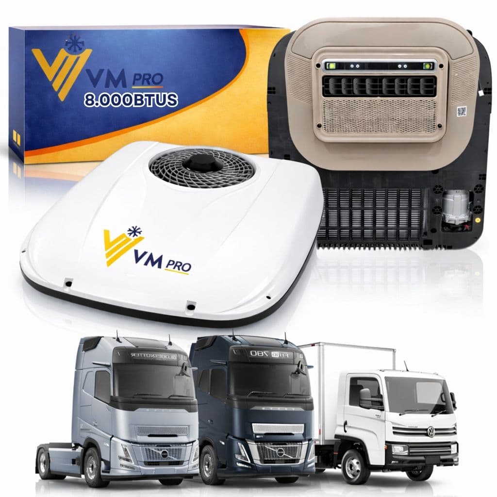 Kit Ar Condicionado Eletrico Caminhão Volvo FH, Mini ar condicionado 8000 BTUs Alçapão pequeno