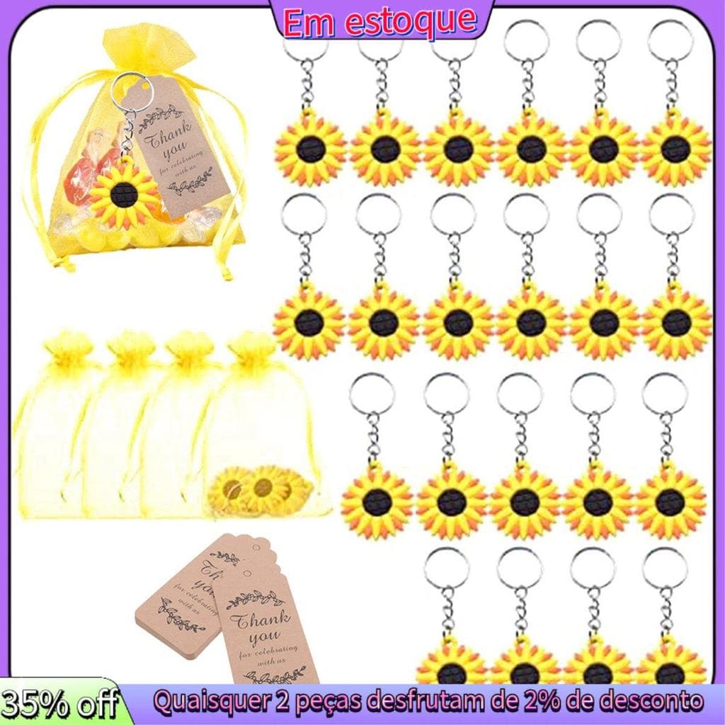30 PCS Girassol Chaveiro Tema De Chaveiros Para Aniversários , Casamentos , Chás De Bebê E Presentes De Retorno