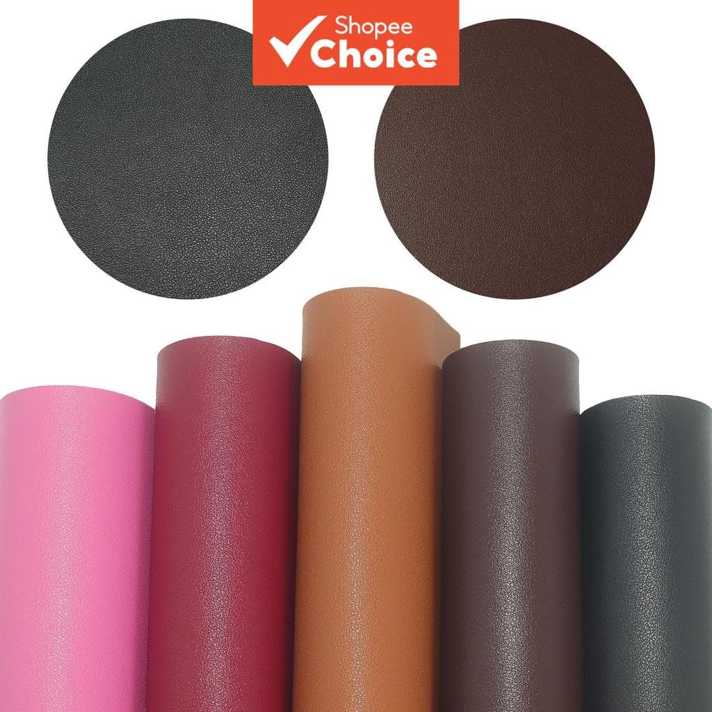 Rolo de couro sintético em cores preto, marrom, vermelho, rosa e cinza