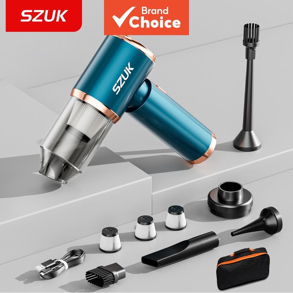 Aspirador de pó portátil SZUK 2026 azul e cobre com acessórios