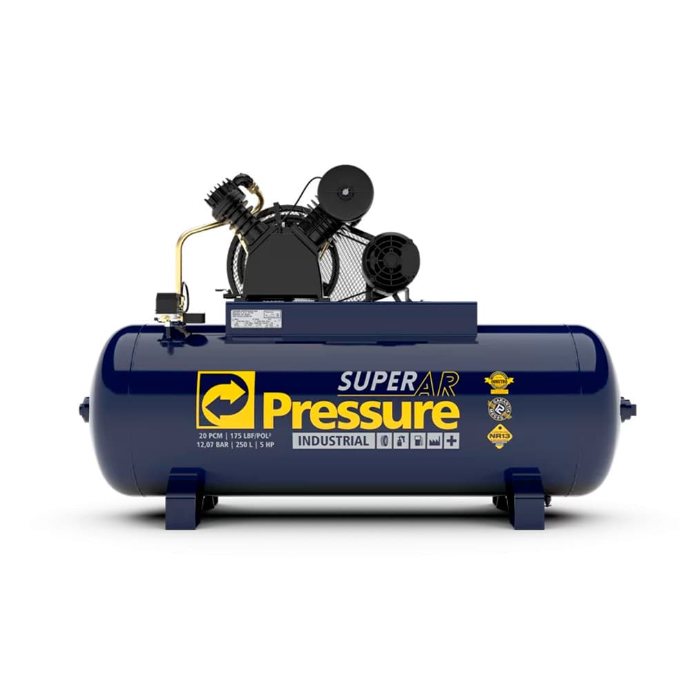 Compressor de ar industrial azul 250 litros SUPERAR Pressure