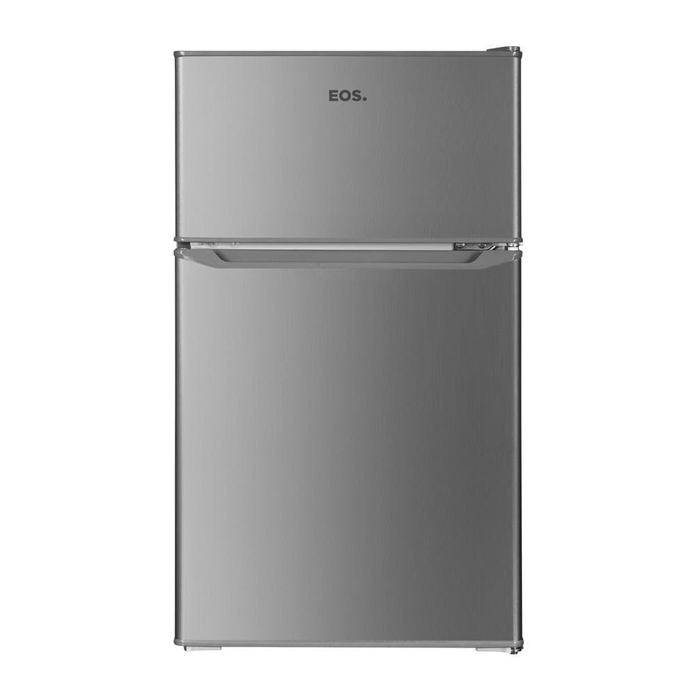 Frigobar Duplex Eos Ice Compact EFB140DI 88L Inox 220V com Porta Reversível, frente, aço inoxidável, porta reversível