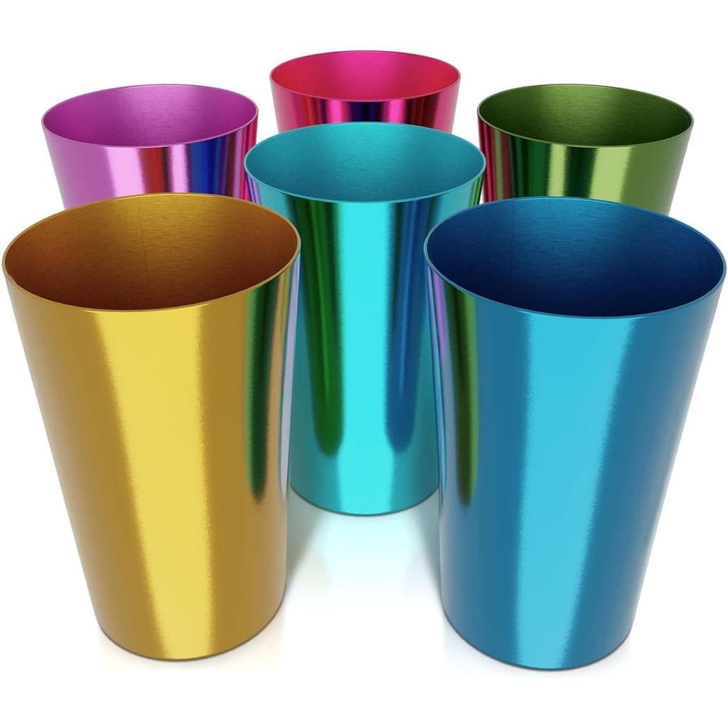 Conjunto de 6 copos de alumínio estilo retrô de 15 oz em cores variadas