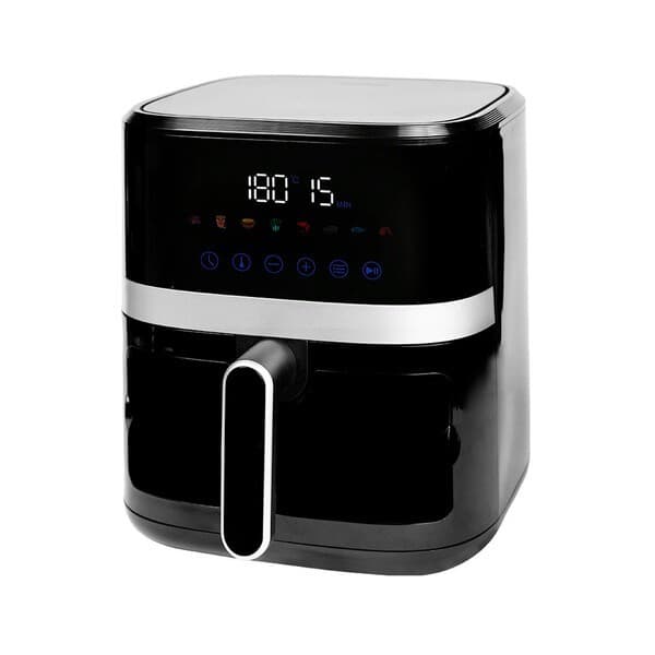 Fritadeira de ar Gaabor Lume Touch 5.5L com visor digital, cor preta, em fundo branco.