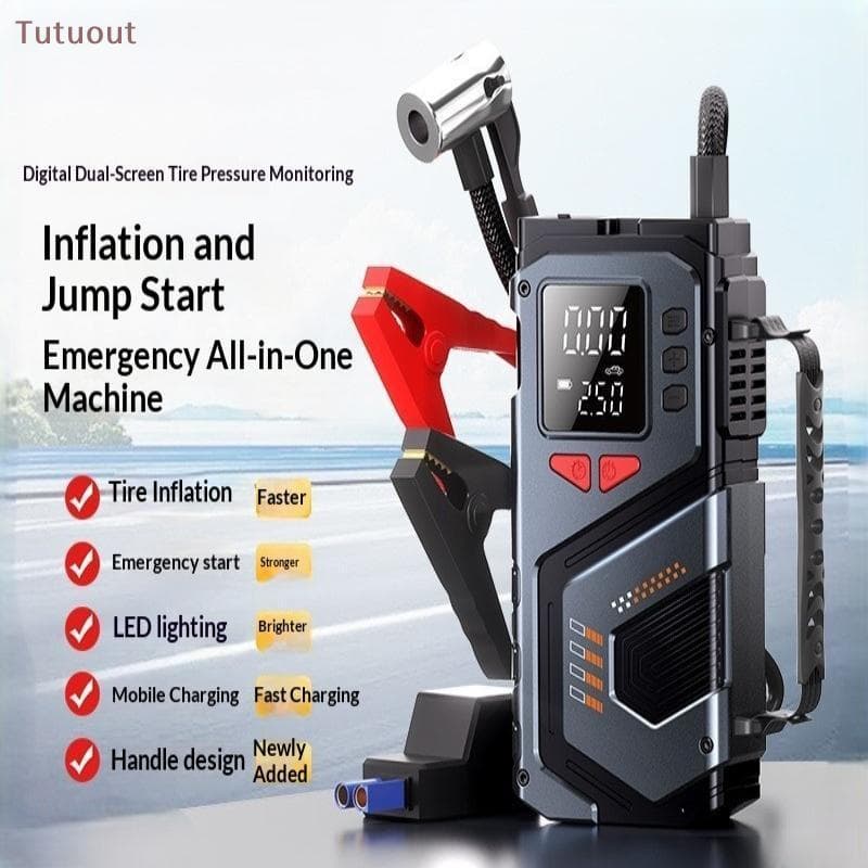 Jump starter portátil TUTU 12V com compressor de ar 150 PSI para bateria de carro