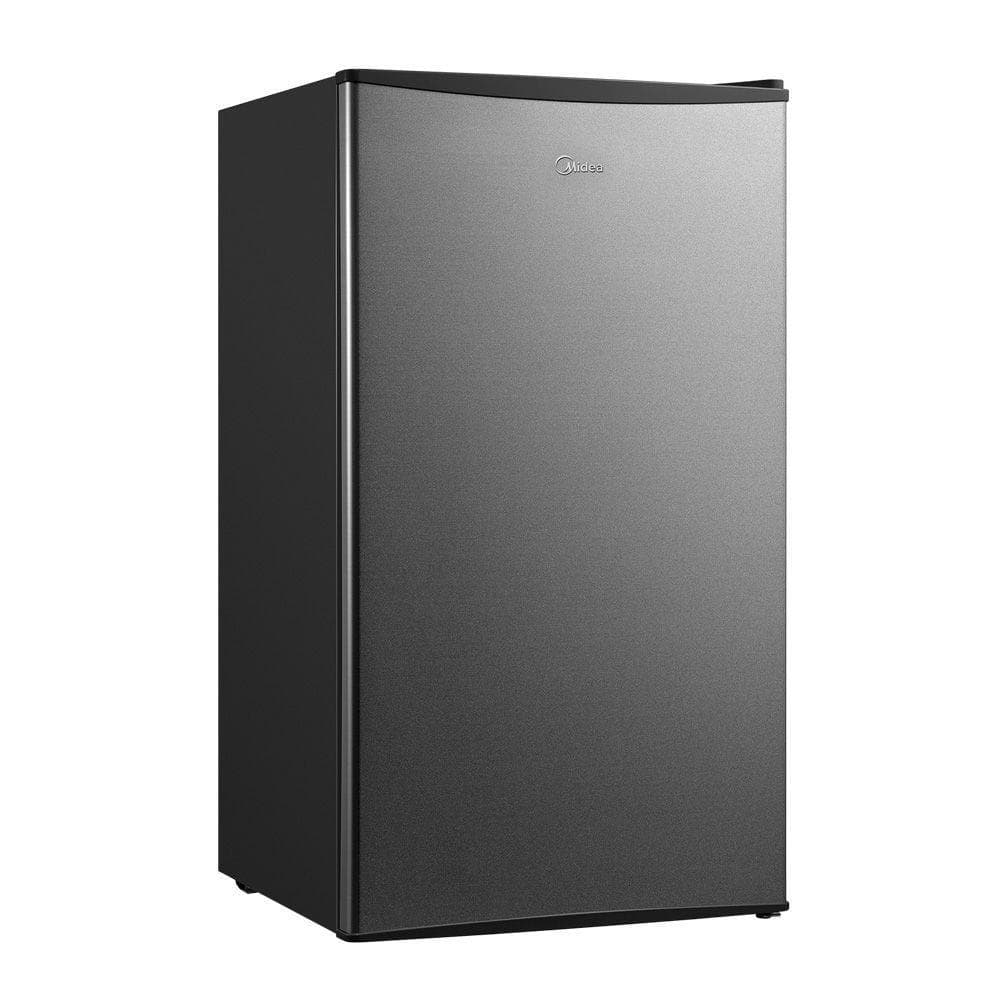 Frigobar Midea 93L Inverter preto com porta inox, fundo branco