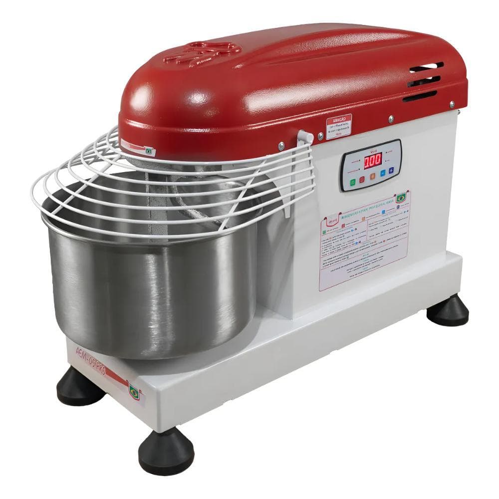Amassadeira Espiral Maná 5 kg Profissional 4 Velocidades 1200w Vermelho/Branco Bivolt - AEM-5