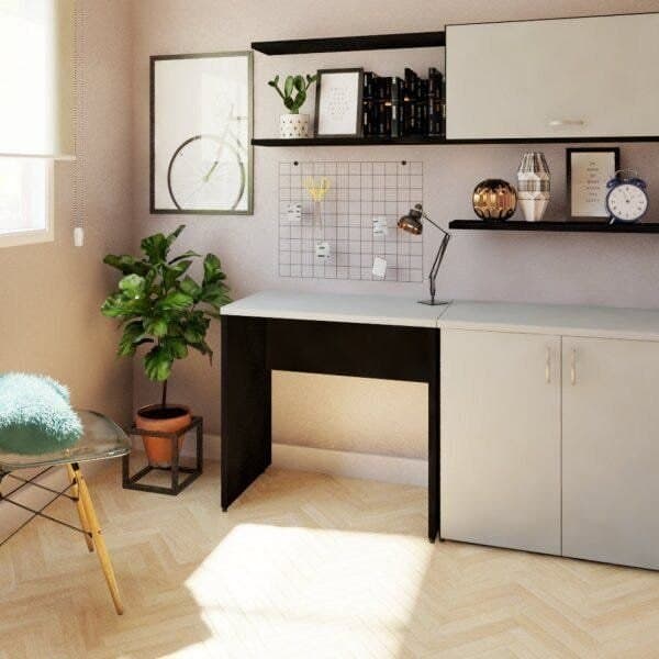 Escrivaninha Mesa Escritório 100cmx47cm 100cm Preto E Cinza Cristal Preto/Cinza Cristal
