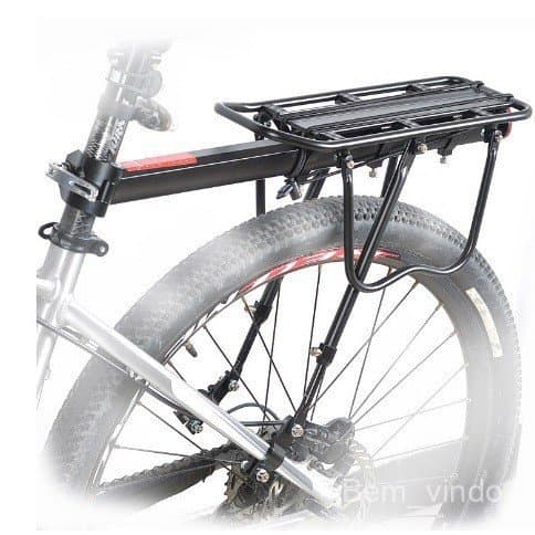 Suporte traseiro preto para bicicleta de montanha com freio a disco