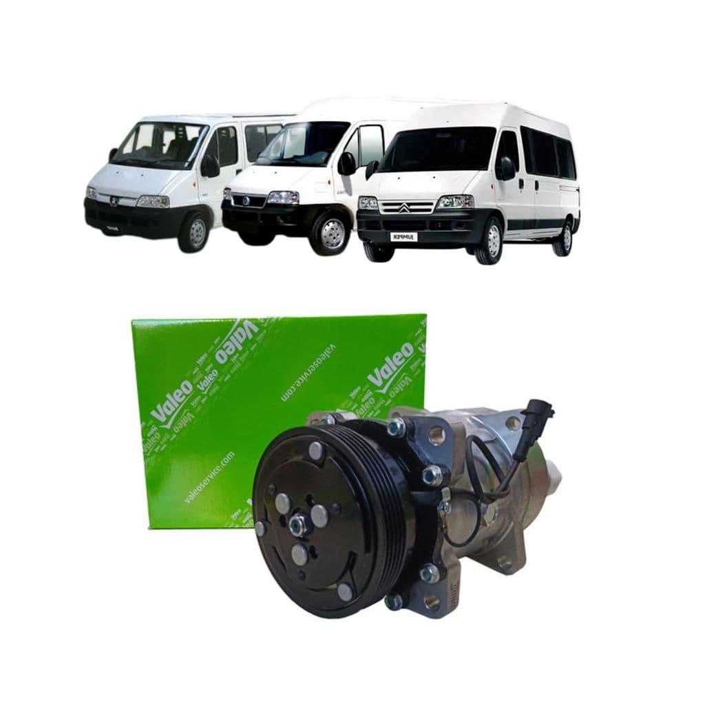 Compressor de ar Valeo para Jumper Ducato 2.8 8V Diesel Manual 2006 a 2010 com vans em fundo branco