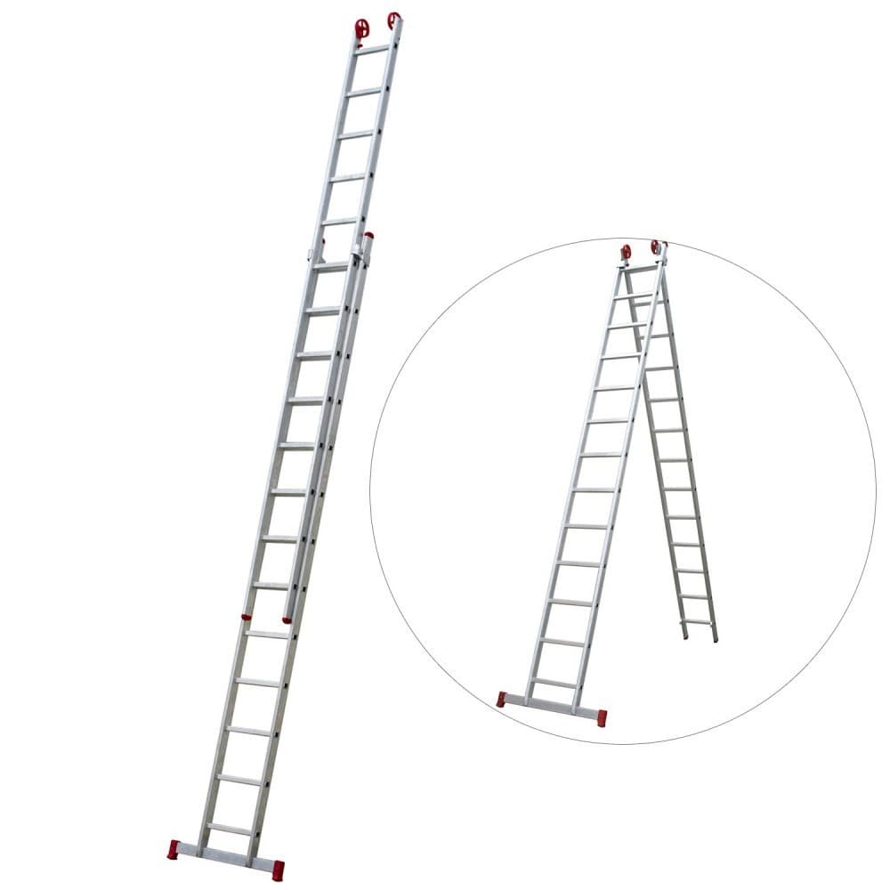 Escada de alumínio extensível 3,81 x 6,54 m com 2 x 13 degraus