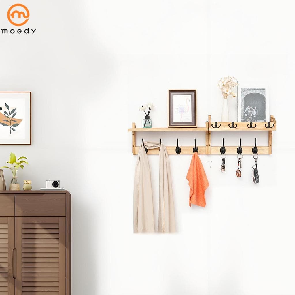 28.94 " Cabide Montagem Na Parede Com Prateleira Montado 11 Ganchos Para Sala De Estar Quarto SHOPSKC4351