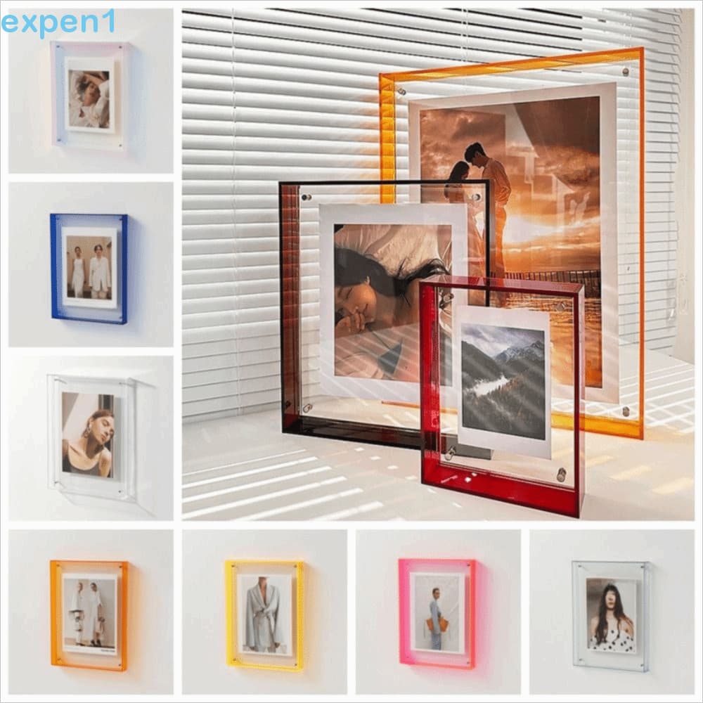 Porta-Retratos Acrílico Transparente EXPEN, Moldura Quadrada Colorida, Suspensão De Parede, Várias Cores