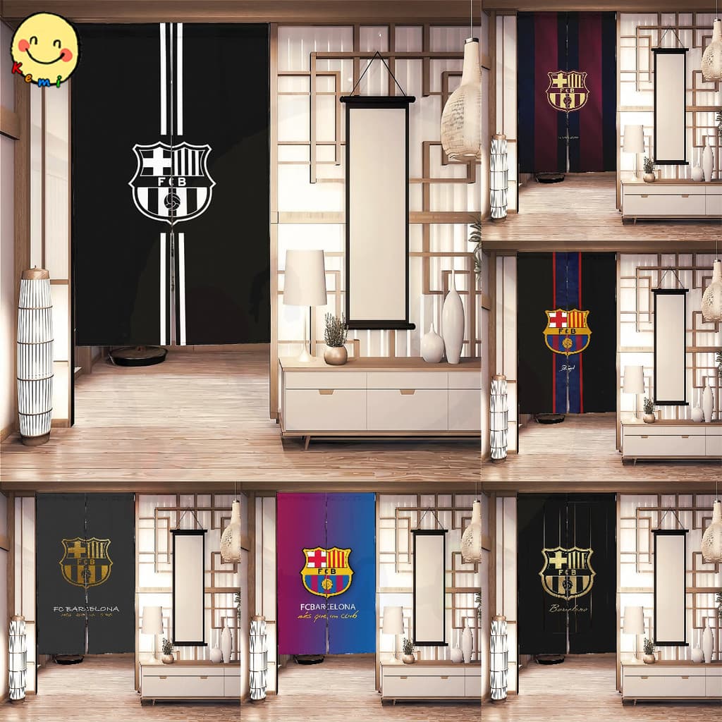 Painel De Cortina De Porta FC Barcelona 34x56in , Cortinas Blackout Com Isolamento Térmico Painéis De Privacidade Latera