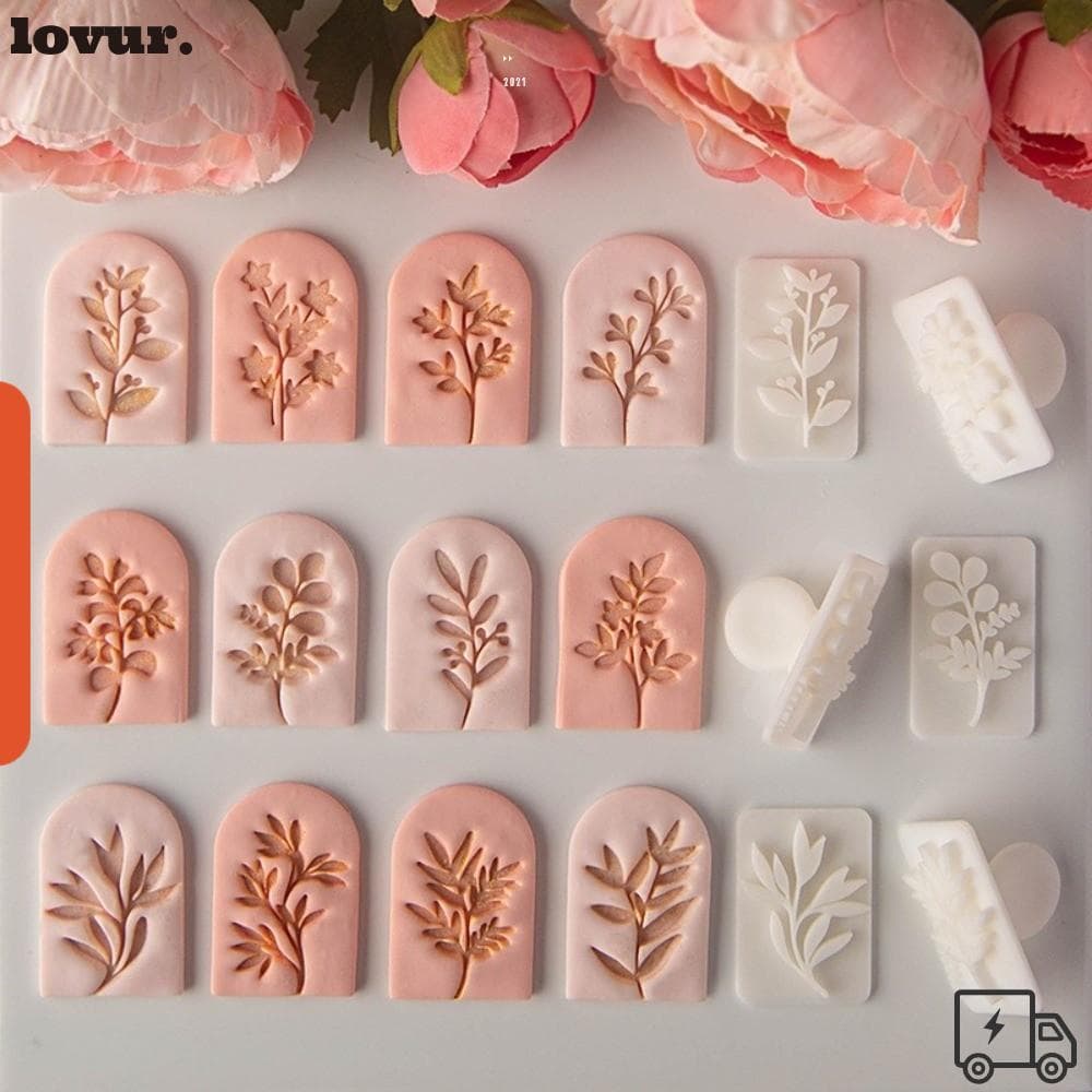 Conjunto de moldes de argila botânicos LOVUR, 7 peças, padrões de folhas, artesanato, decoração
