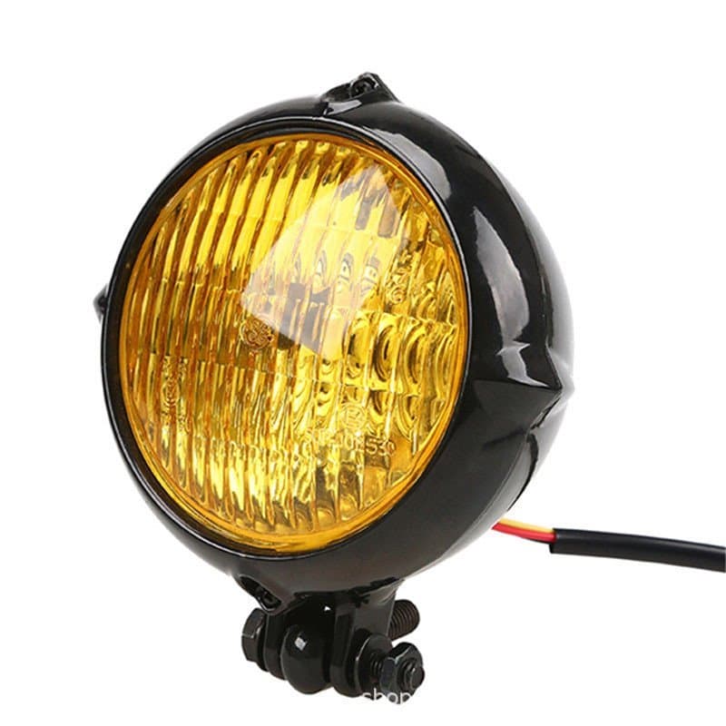 Acessórios para motocicletas: Farol dianteiro modificado retro de 3,5 polegadas para motocicleta, farol dianteiro preto 