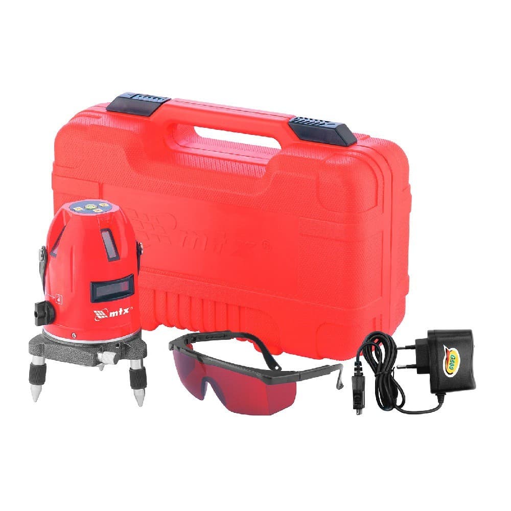 Kit nível a laser 5 linhas 10 metros MTX com estojo e protetores