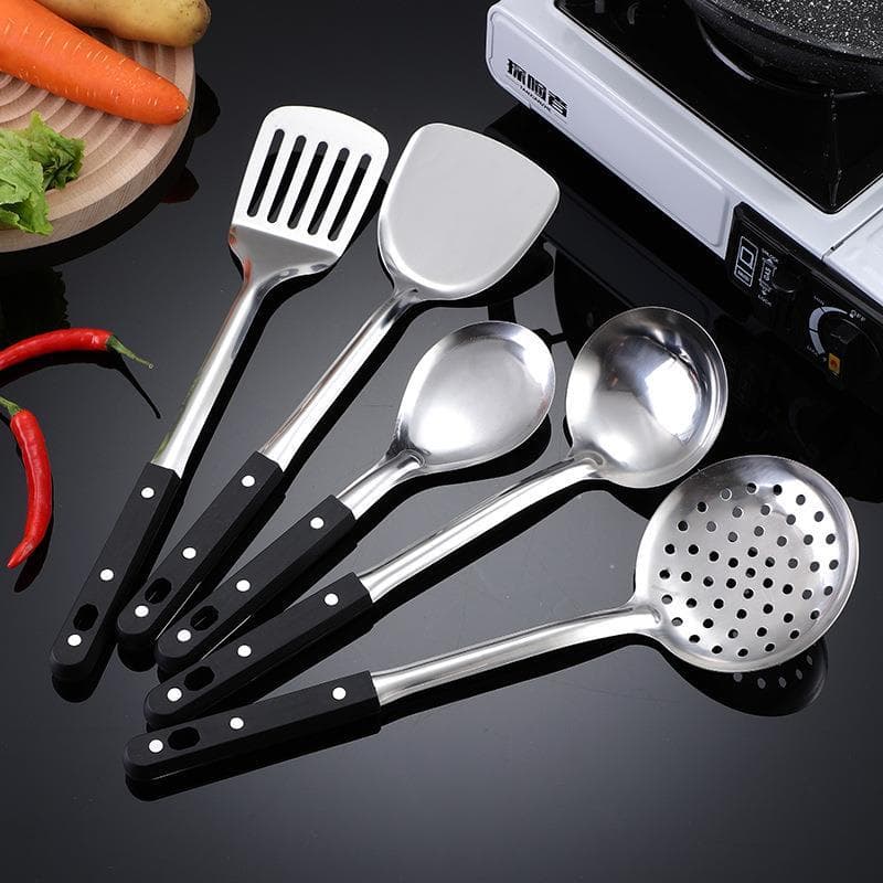 Espátula de aço inoxidável colher de sopa cozinha do agregado familiar espátula panela quente coador colher de arroz coa
