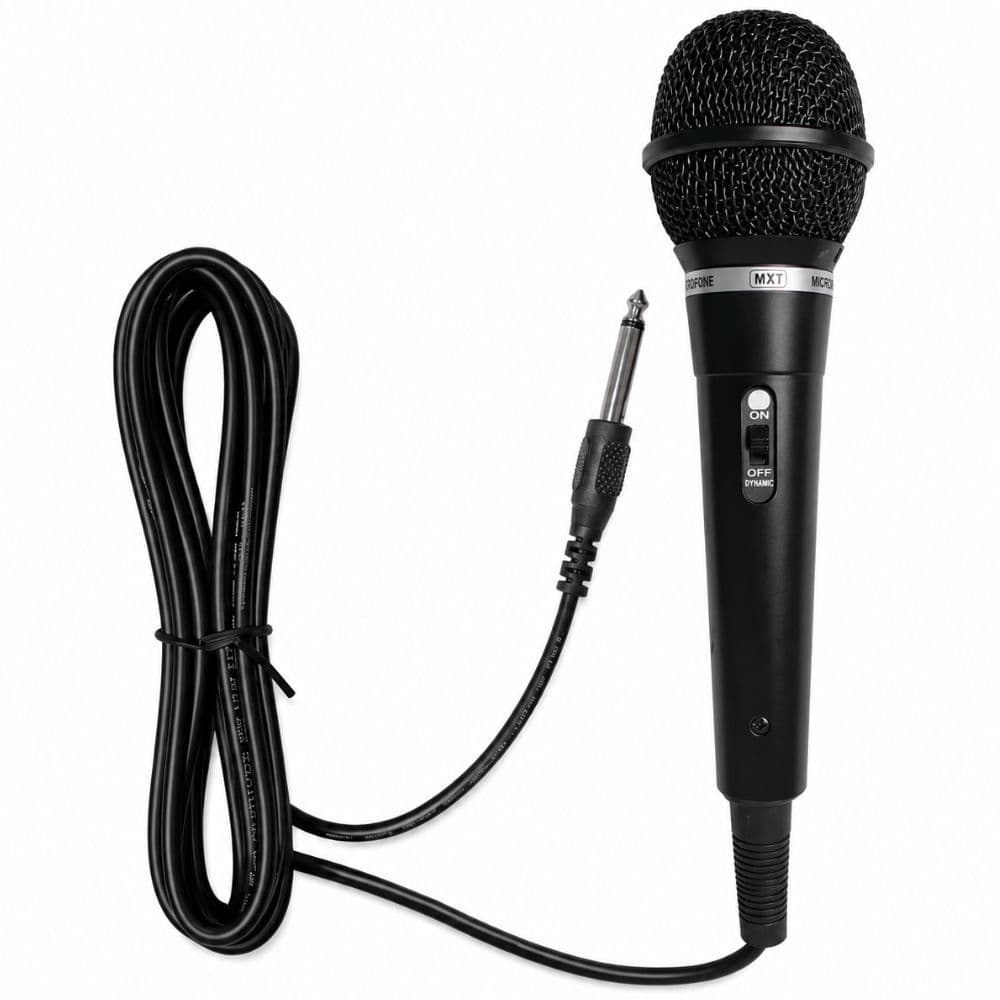 Microfone com fio MXT M1800B P10 preto com cabo e conector