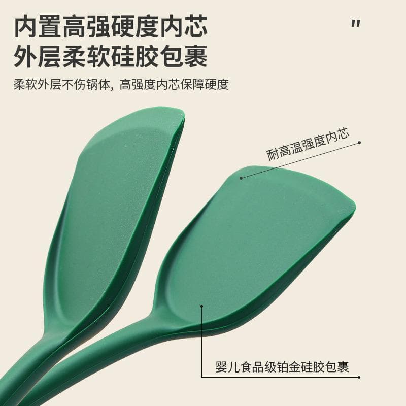 Casa antiaderente Pan Silicone espátula chinesa resistente a altas temperaturas espátula colher conjunto coador colher d