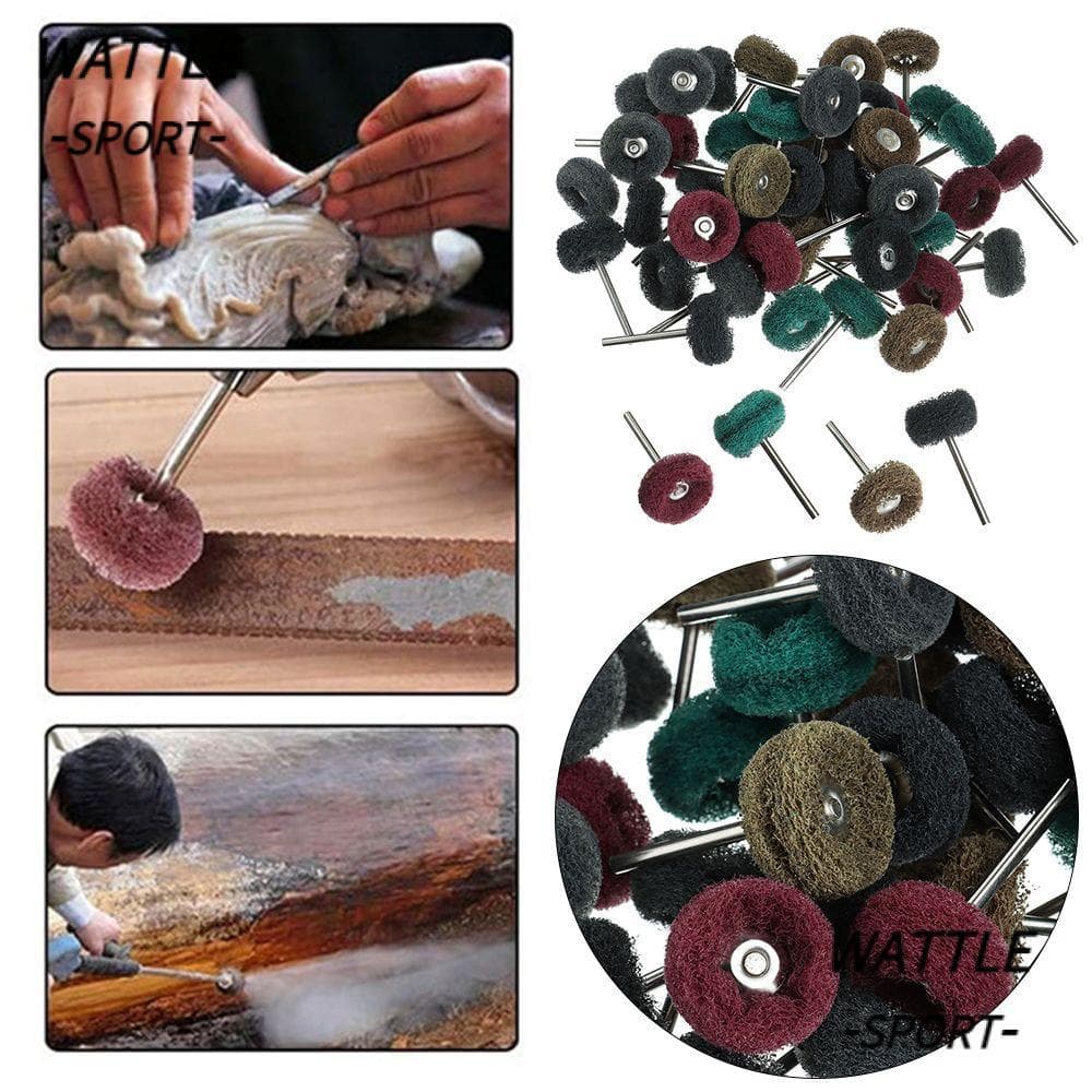 Kit de 10 brocas abrasivas para polimento e lixamento, com diferentes cores e tamanhos.