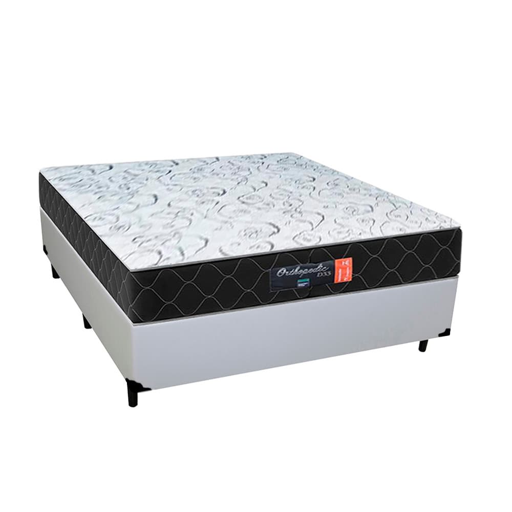 Cama Box Casal Colchão Espuma D33 Semi Ortopédico 138x188x72cm Branco Prime Colchões