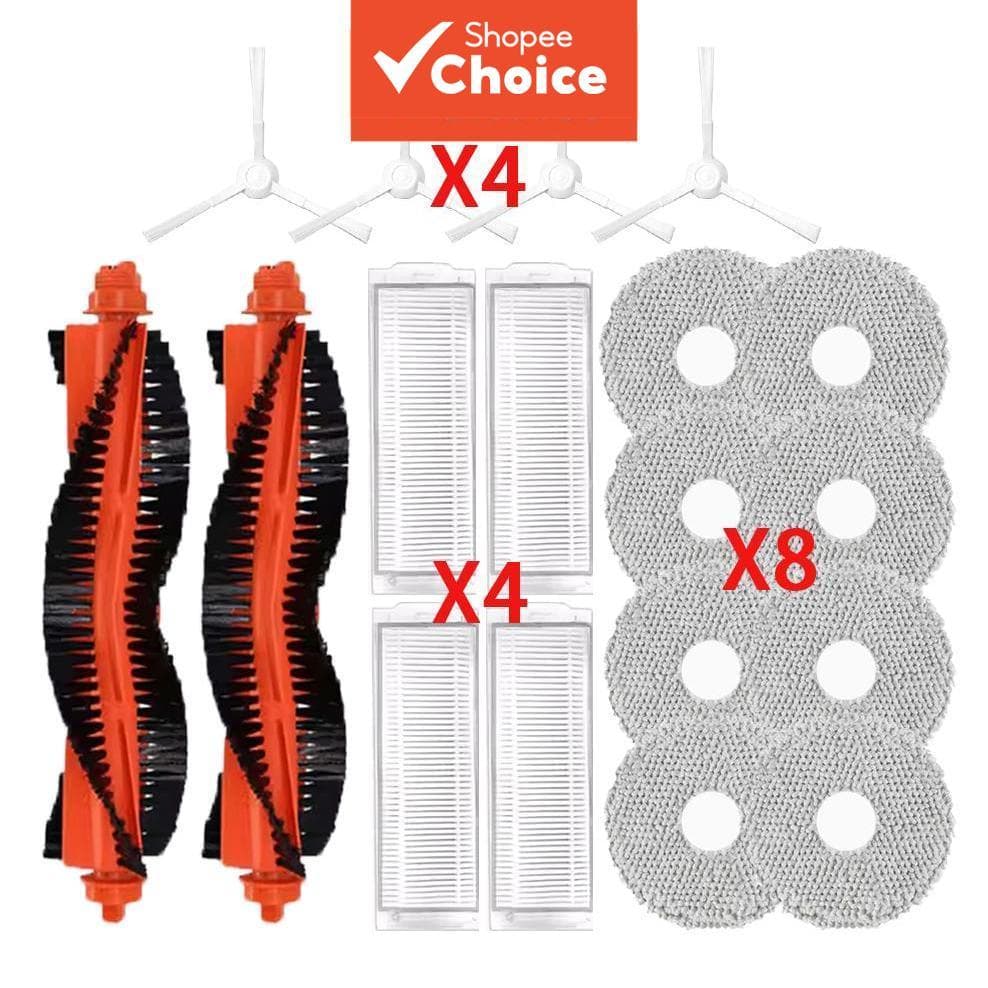 Kit de acessórios para aspirador Xiaomi X20 C101 com escovas, filtros HEPA e panos de mop