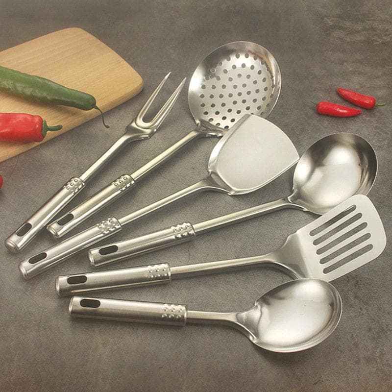 Nove contas série cozinha cozinhar espátula colher de aço inoxidável utensílios cozinha espátula Congee colher fritar es