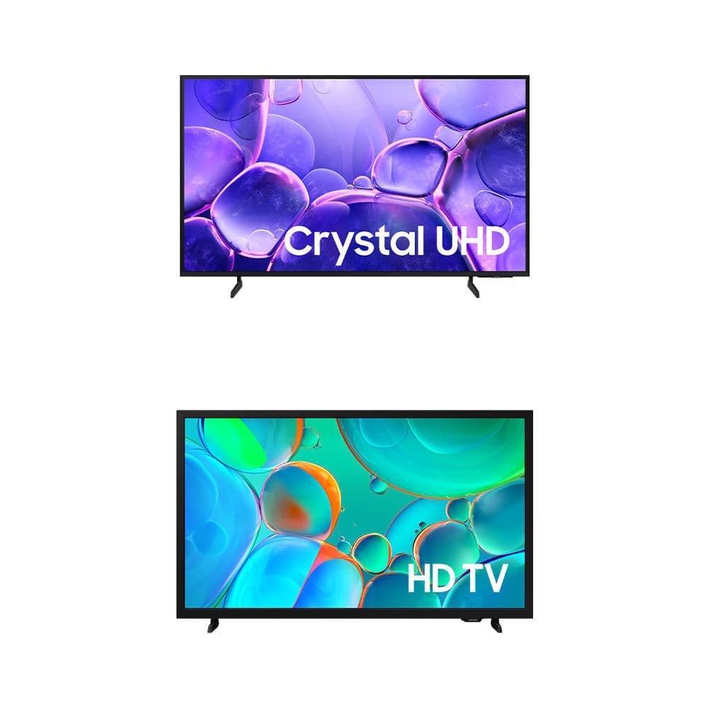 Smart TV Samsung 50' 4K UHD Crystal com tela de bolhas coloridas