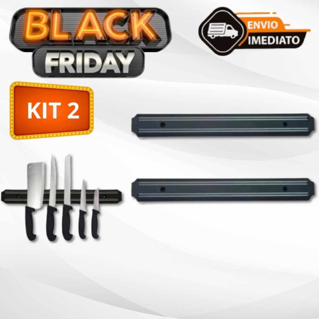 Kit 2 Barras Magnéticas 33cm Suporte Facas - Black Friday