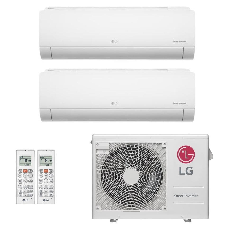 Ar-condicionado multi split inverter LG 24.000 com duas unidades evaporadoras e uma externa branca