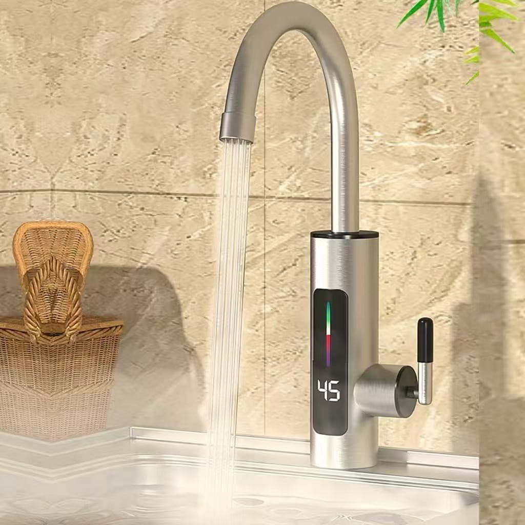 Torneira Elétrica Aquecida Cozinha e Banho Display! 3s Giro 360° Aço Inox Bivolt 110v/220v opcional！
