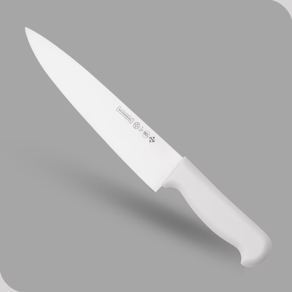 Faca De Cozinha Carne 8 Corte Master Inox Mundial Cabo Branco