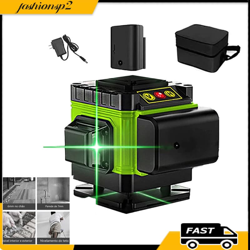 Nível Laser 8 Linhas 3d Verde Recarregável Auto Nivelamento Nível 360 ° Laser Nível a Level Medição