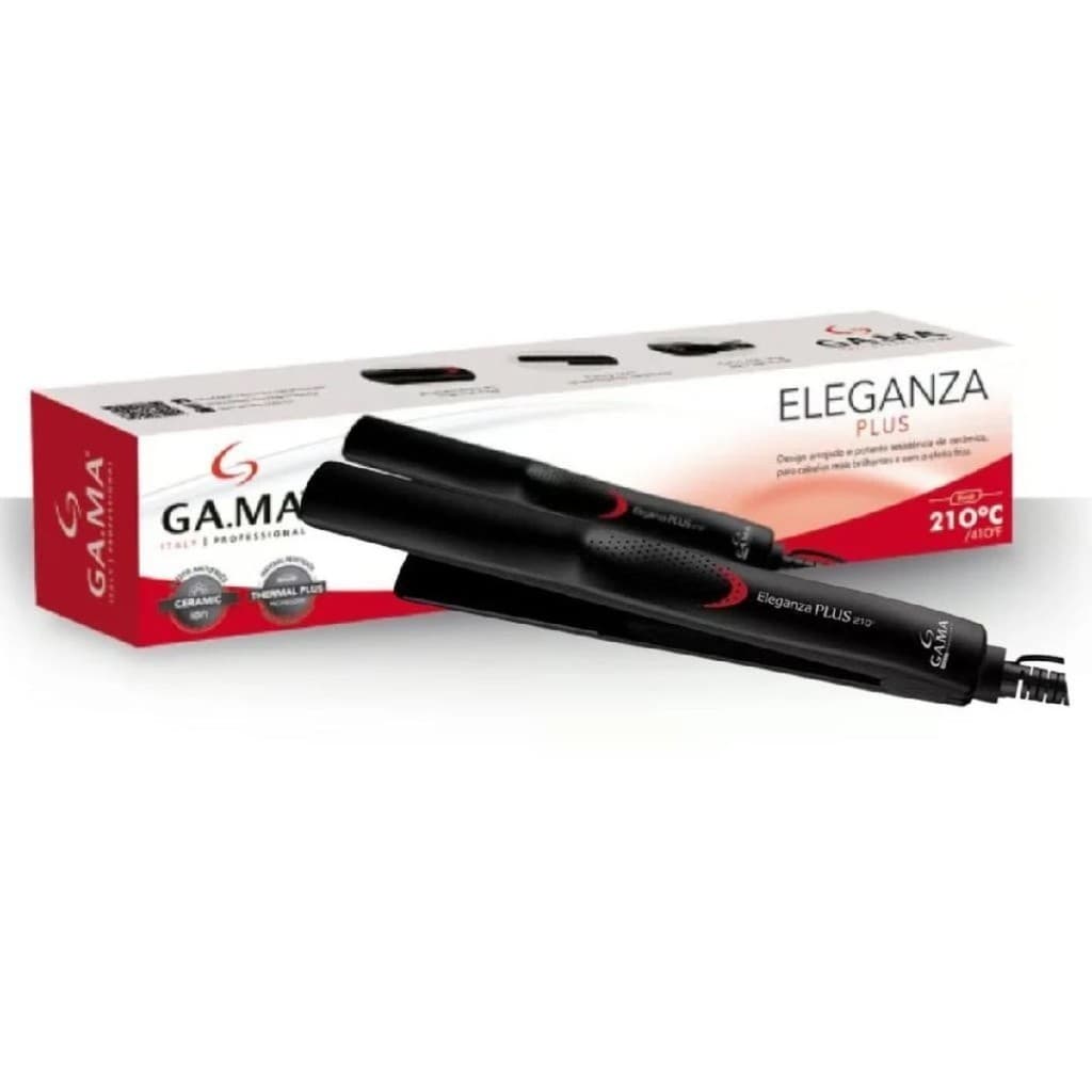 Chapinha Alisadora de Cabelo GAMA Italy Eleganza Plus 210ºC Preta Bivolt-Original