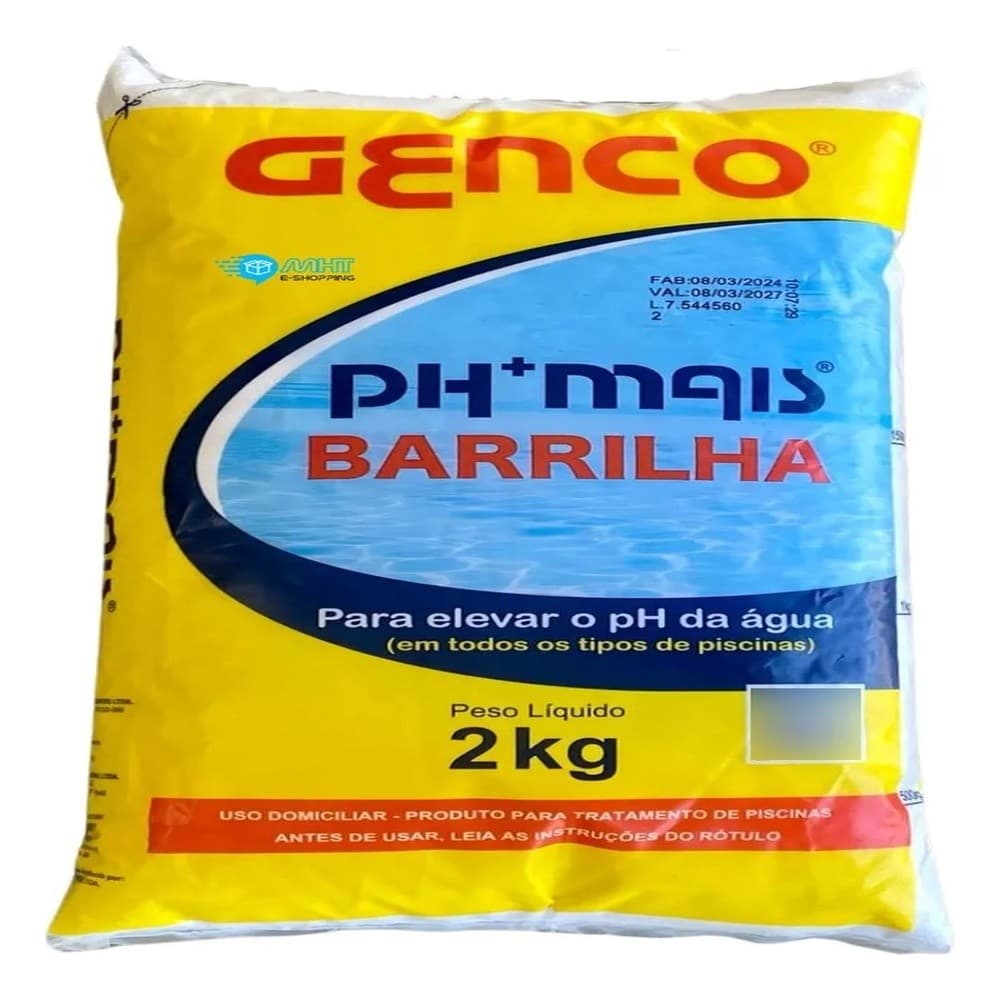 GENCO pH + Barrilha 2kg – Estabilizador de pHs para Piscinas Produto para limpeza de piscinas, limpa piscina, limpeza