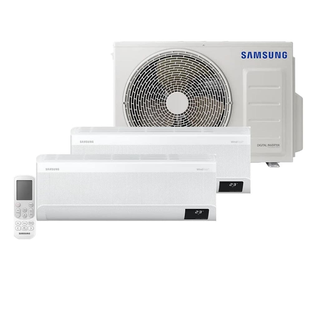 Ar Condicionado Multi Split Samsung Hi Wall Wind Free 2x9000 BTU/h Quente e Frio AJ050AXJ2KH/AZ 220V