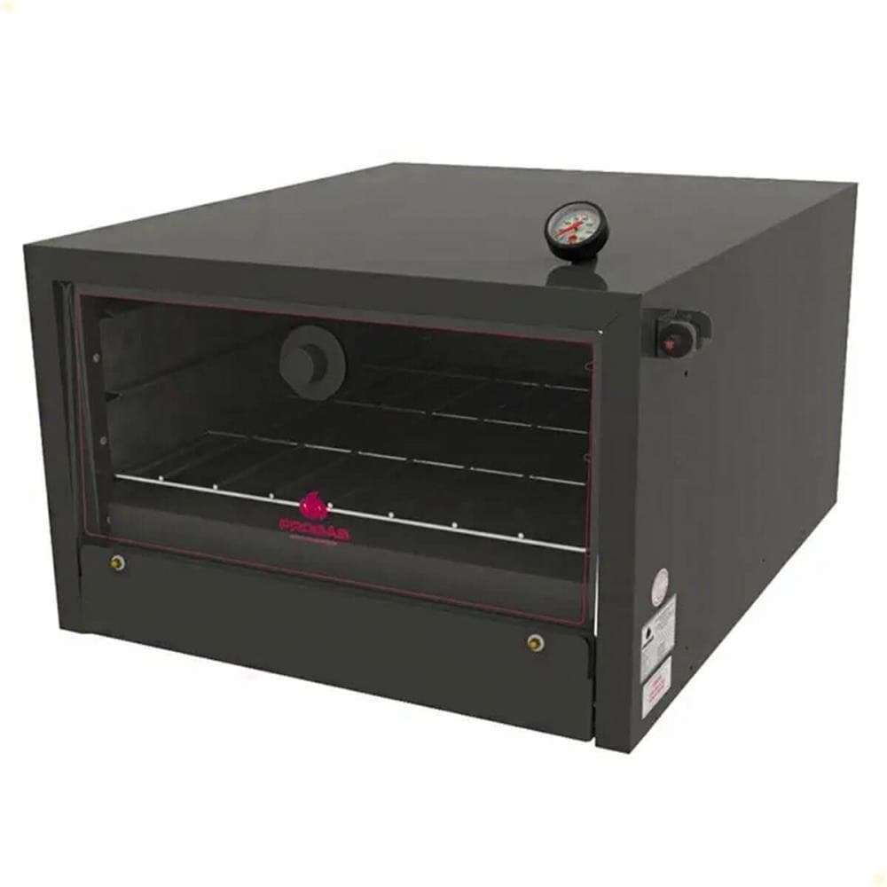 Forno Semi-Industrial Progás FSP-6800 AT A Gás 67L com termômetro, tampa de vidro e porta lateral.